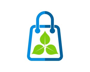Wall Mural - Simple shopping paper bag with three leaf inside