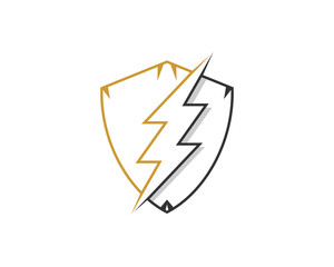 Wall Mural - Electricity symbol in the shield with outline logo