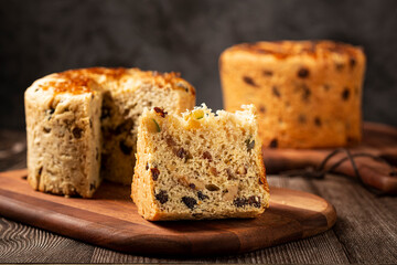 Poster - Panettone with candied fruits, traditional Christmas bread.