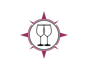 Sticker - Wine glass in the compass logo