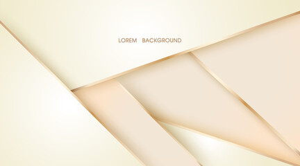 Wall Mural - Beige abstract layer overlaps illustration with golden line background