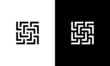 Square Labyrinth Maze with Initial Letter L logo Design Inspiration