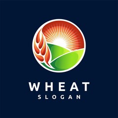 Canvas Print - wheat logo with sunset concept