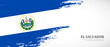 National flag of El Salvador with textured brush flag. Artistic hand drawn brush flag banner background