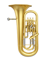 Golden Brass Wind Instrument Euphonium Isolated