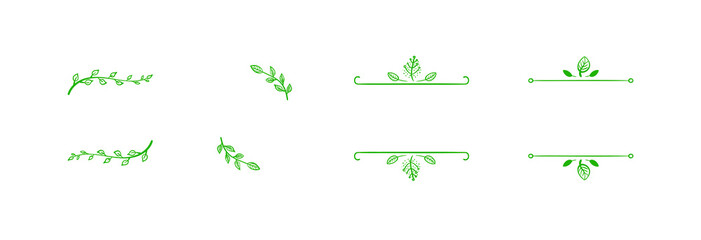 Canvas Print - Vector Set of Doodle Hand Drawn Blank Natural Frames, Outline Green Handdrawn Vignettes.
