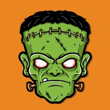 Scary Frankenstein Head Cartoon Vector