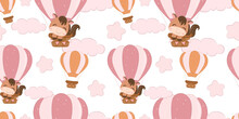 Adorable Animal Illustration Seamless Pattern For Kids Project, Fabric, Scrapbooking, Crafting, Invitation And Many More	

