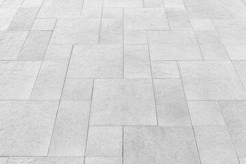 Canvas Print - Perspective View Monotone white Brick Stone Pavement on The Ground for Street Road