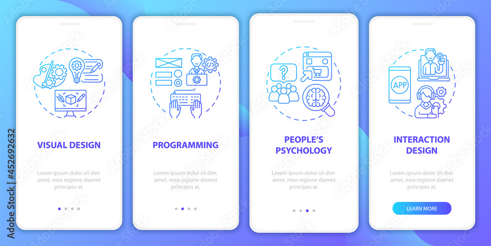 UI design onboarding mobile app page screen. Programming, people ...