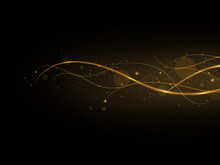 Gold Wavy Light Lines Background.
