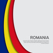 Abstract waving romania flag. Paper cut style. Creative background for patriotic, festive card design. National Poster. State romanian patriotic cover, booklet, flyer. Vector tricolor design