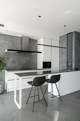 Wall Mural - Black and white kitchen with minimalist theme