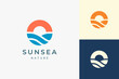 © Murnifine - Beach or coast logo in simple sun and ocean shape