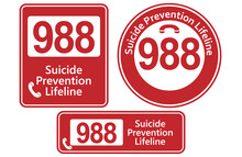 988 A Graphic With A USA Suicide Prevention Phone Number As A Motif.