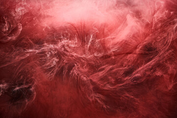 Wall Mural - Abstract red ocean background, ruby paints in water, vibrant bright smoke scarlet wallpaper