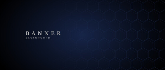 hexagonal banner background with dark blue color