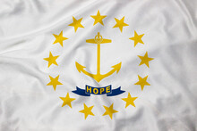 Flag Of Rhode Island, Realistic 3D Rendering With Fabric Texture
