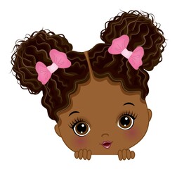 Wall Mural - Cute Little Peekaboo Baby Girl with Afro Buns