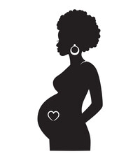 Graceful Silhouette Of African Pregnant Woman With Heart 