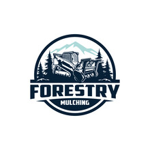 forestry mulching machine isolated logo with emblem style
