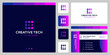 © Crelaba_Std - inspiration logo initial letter C abstract with tech style and gradient color. icons for business, internet and technology. Business card template.