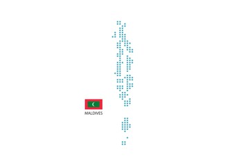 Wall Mural - Maldives map design blue circle, white background with Maldives flag.