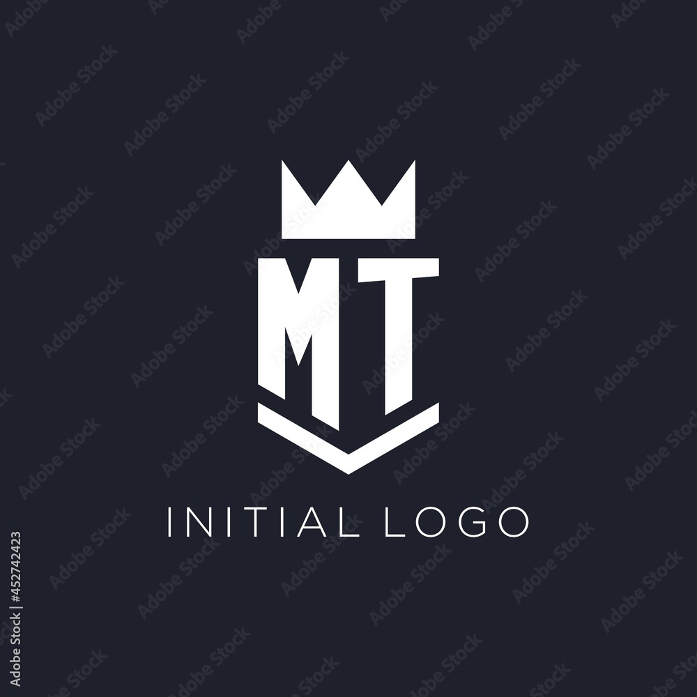 MT logo with shield and crown, initial monogram logo design Stock ...