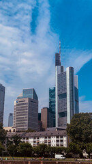 Wall Mural - Low angle shot of skyscrapers and high-rise buildings in Frankfurt, Germany