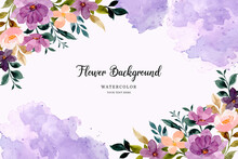 Purple Flower Background With Watercolor