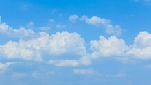 Blue Cumulus Clouds Flow On Blue Sky Time Lapse Scene