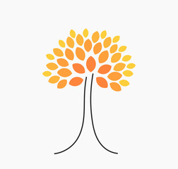 Wall Mural - autumn tree, orange leaves. fall season.