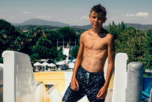 Teen Boy At Water Slides