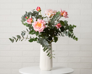 Sticker - Beautiful bouquet with roses and eucalyptus