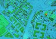 Digital elevation model. GIS product made after proccesing aerial pictures taken from a drone. It shows city urban area with roads and suburbs