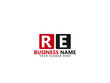RE R&E Letter Type Logo Image, re Logo Letter Vector Stock