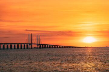 Wall Mural - The Oresund Bridge is a combined motorway and railway bridge between Sweden and Denmark (Malmo and Copenhagen).