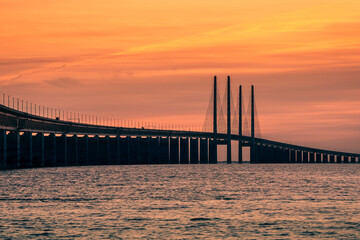 Wall Mural - The Oresund Bridge is a combined motorway and railway bridge between Sweden and Denmark (Malmo and Copenhagen).