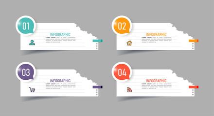 Poster - Business Infographic with note paper design vector.	
