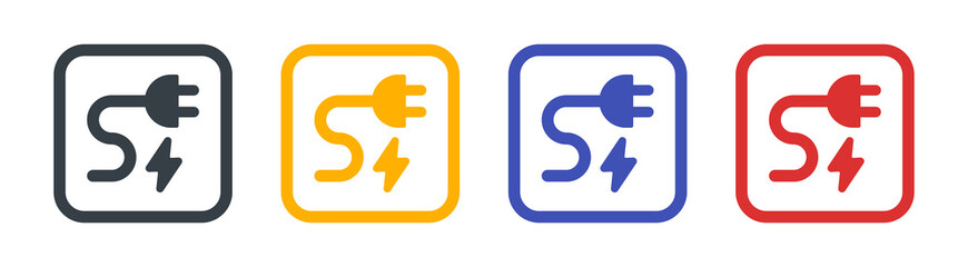 Electric plug icon set. Power energy symbol.