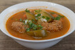 Hearty bowl of albondigas meatball soup served hot and spicy