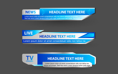 Wall Mural - set collection vector of broadcast news lower thirds template layout design banner for bar headline 