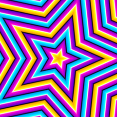 Wall Mural - colorful five-pointed star. motion illusion.