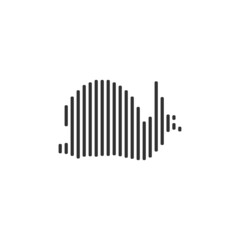 Wall Mural - snail black barcode line icon vector on white background.