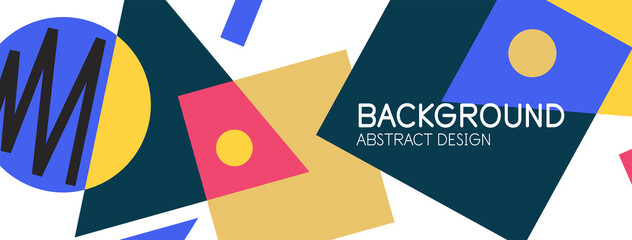 Aufkleber - Abstract background with blocks, lines, geometric shapes. Techno or business concept for wallpaper, banner, background, landing page