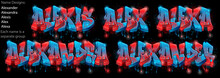Graffiti Styled Name Design - Alexander, Alexandra, Alexis, Alex, Alexa