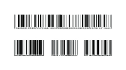 vector barcode collection, black lines and numbers, marks collection isolated on white background, i