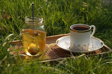 cup of tea with leaves