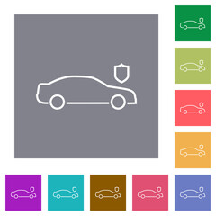 Wall Mural - Car security outline square flat icons