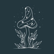 Mystical mushroom. Celestial fungi. Witchy tattoo. Esoteric print